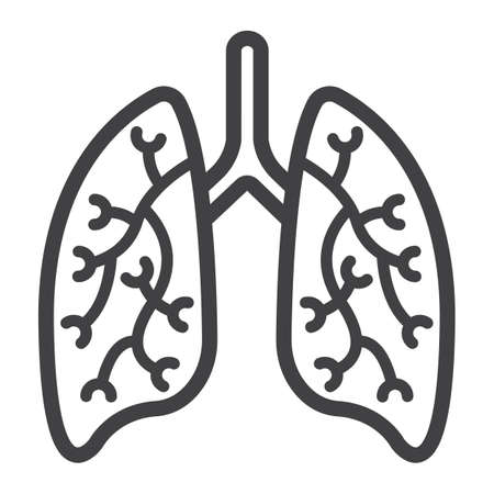 Lungs line icon, medicine and healthcare, human organ sign vector graphics, a linear pattern on a white background, eps 10.のイラスト素材