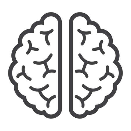 Brain line icon, medicine and healthcare, human organ sign vector graphics, a linear pattern on a white background, eps 10.のイラスト素材