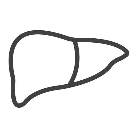 Liver line icon, medicine and healthcare, human organ sign vector graphics, a linear pattern on a white background, eps 10.のイラスト素材