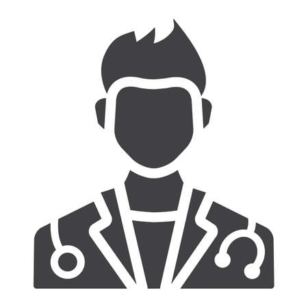Doctor glyph icon, medicine and healthcare, person sign vector graphics, a solid pattern on a white background, eps 10.のイラスト素材