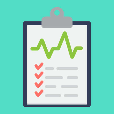 Medical clipboard flat icon, medicine and healthcare, document sign vector graphics, a colorful solid pattern on a cyan background, eps 10.のイラスト素材