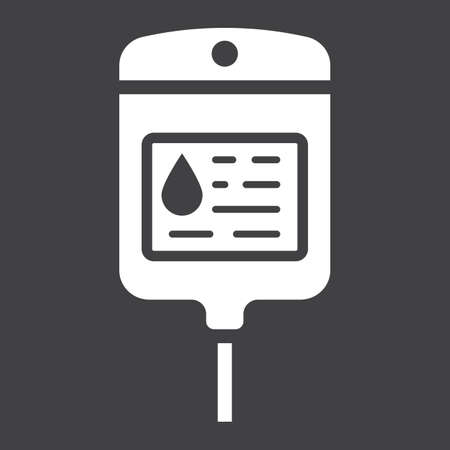 Iv bag glyph icon, medicine and healthcare, drop counter sign vector graphics, a solid pattern on a black background, eps 10.のイラスト素材