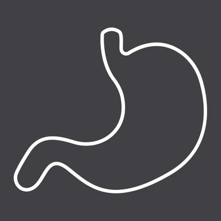 Stomach line icon, medicine and healthcare, human organ sign vector graphics, a linear pattern on a black background, eps 10.のイラスト素材
