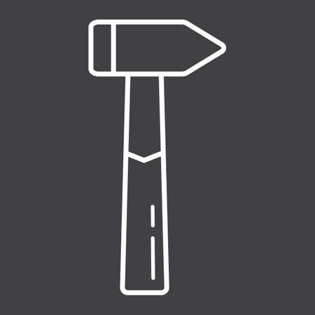 Hammer line icon, build and repair, tool signのイラスト素材