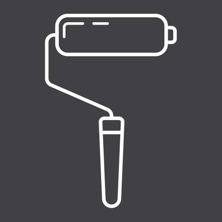 Paint Roller line icon, build and repair, paintingのイラスト素材