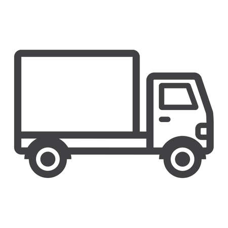 Delivery Truck line icon, transport and vehicle, cargo sign vector graphics, a linear pattern on a white background, eps 10.のイラスト素材