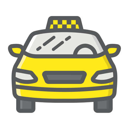 Taxi car filled outline icon, transport and automobile, sedan sign vector graphics, a colorful line pattern on a white background, eps 10.のイラスト素材