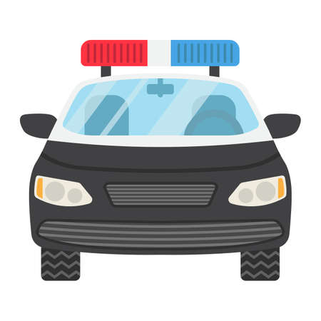 Police car flat icon, transport and automobile, cop sign vector graphics, a colorful solid pattern on a white background, eps 10.のイラスト素材