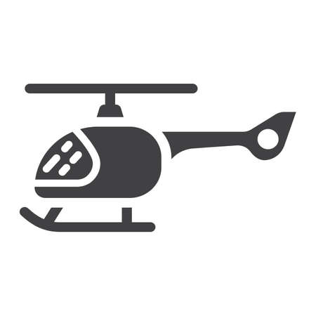 Helicopter glyph icon, transport and air vehicle, aircraft sign vector graphics, a solid pattern on a white background, eps 10.のイラスト素材