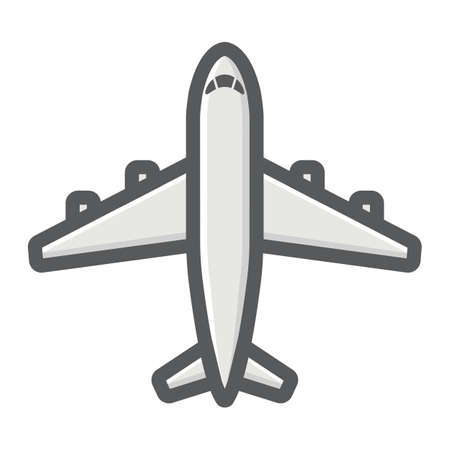 Plane filled outline icon, transport and air vehicle, aircraft sign vector graphics, a colorful line pattern on a white background, eps 10.のイラスト素材