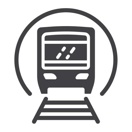 Subway train glyph icon, transport and railway, metro sign vector graphics, a solid pattern on a white background, eps 10.のイラスト素材
