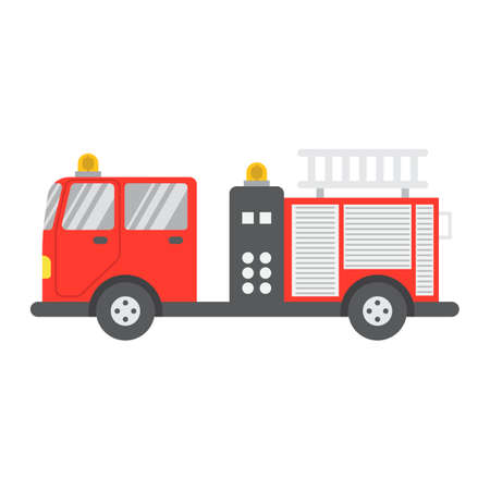 Fire Engine flat icon, transport and vehicle, fire truck sign vector graphics, a colorful solid pattern on a white background, eps 10.のイラスト素材