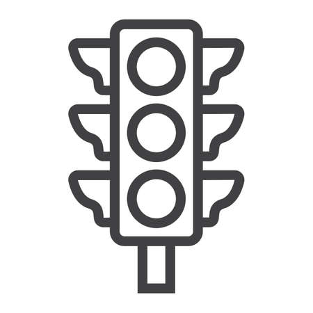 Traffic light line icon, stoplight and navigation, regulation sign vector graphics, a linear pattern on a white background, eps 10.のイラスト素材
