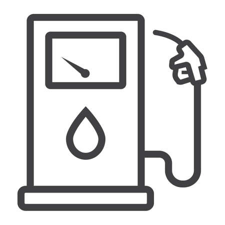 Gas station line icon, petrol and fuel, pump sign vector graphics, a linear pattern on a white background, eps 10.のイラスト素材