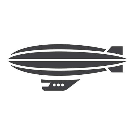 Airship blimp glyph icon, transport and air vehicle, sky balloon sign vector graphics, a solid pattern on a white background, eps 10.のイラスト素材