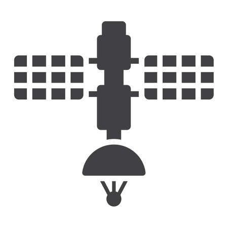 Satellite glyph icon, transport and space vehicle, communication sign vector graphics, a solid pattern on a white background, eps 10.のイラスト素材