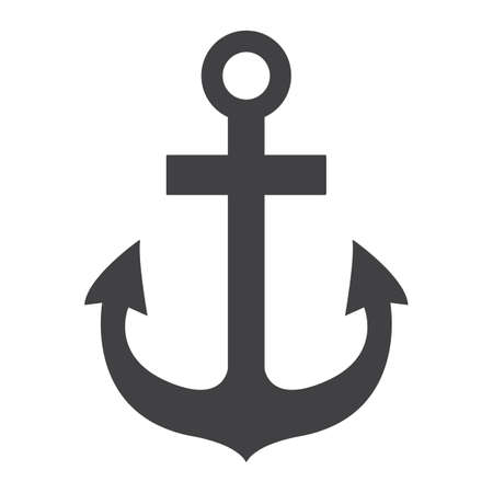 Anchor glyph icon, navigation and nautical, naval sign vector graphics, a solid pattern on a white background, eps 10.のイラスト素材