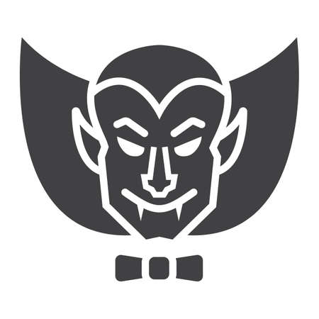 Dracula Vampire glyph icon, halloween and scary, horror sign vector graphics, a solid pattern on a white background, eps 10.のイラスト素材
