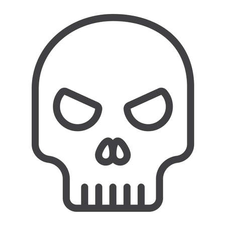 Skull line icon, halloween and scary, dead sign vector graphics, a linear pattern on a white background, eps 10.のイラスト素材