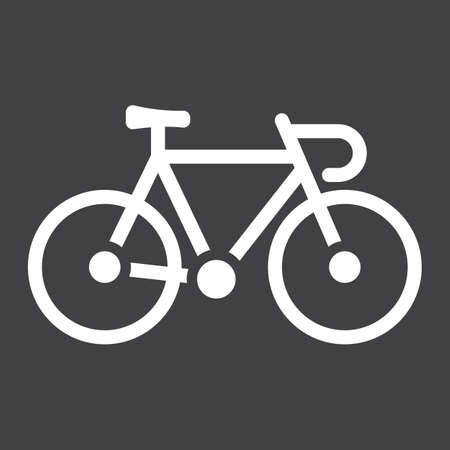 Bicycle glyph icon, transport and vehicle, bike sign graphics, a solid pattern on a black backgroundのイラスト素材