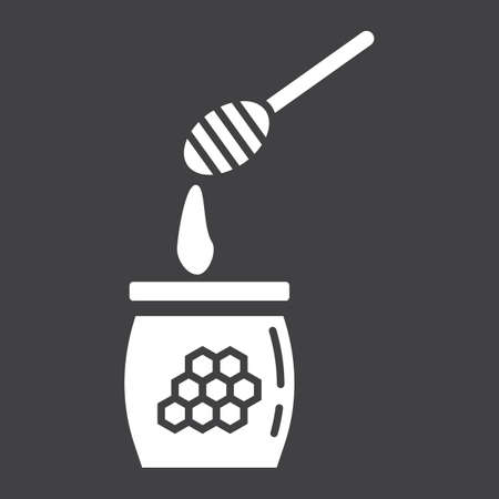 Honey ladle glyph icon, food and drink, beehive sign vector graphics, a solid pattern on a black background.のイラスト素材