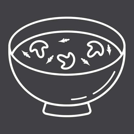 Soup line icon, food and drink, bowl signのイラスト素材