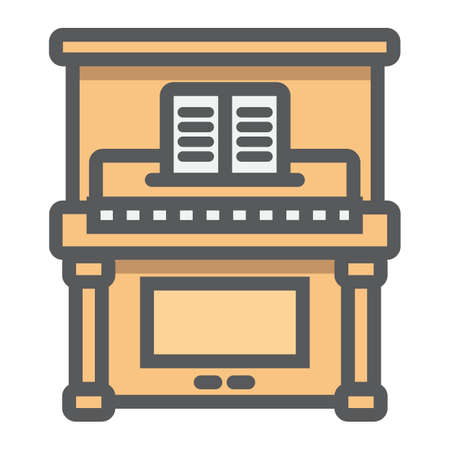 Piano filled outline icon, music and instrument, melody sign vector graphics, a colorful line pattern on a white background, eps 10.のイラスト素材