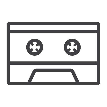 Audio cassette line icon, music and instrument, sound sign vector graphics, a linear pattern on a white background, eps 10.のイラスト素材