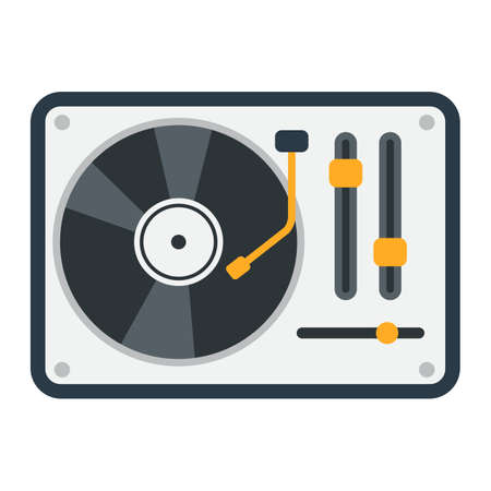 Turntable flat icon, music and instrument, vinyl sign vector graphics, a colorful solid pattern on a white background, eps 10.のイラスト素材
