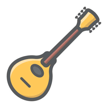 Mandolin filled outline icon, music and instrument, sound sign vector graphics, a colorful line pattern on a white background, eps 10.のイラスト素材