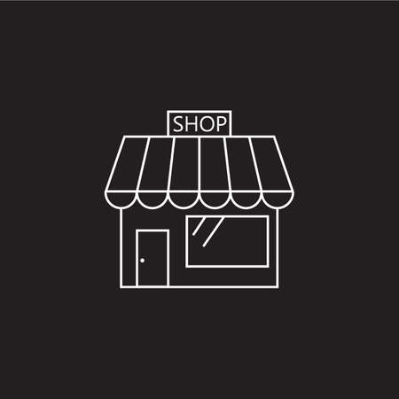 store line icon, market outline vector logo illustration, linear pictogram isolated on blackのイラスト素材