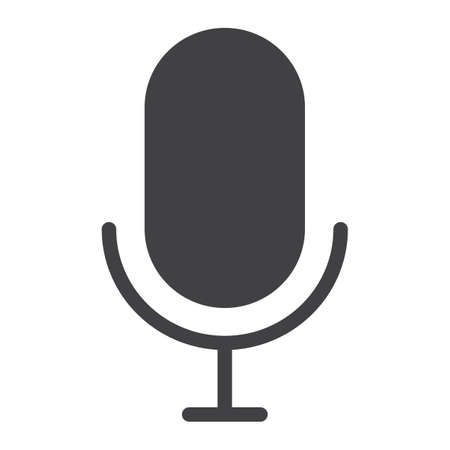 Microphone glyph icon, web and mobile, record sign vector graphics, a solid pattern on a white background, eps 10.のイラスト素材
