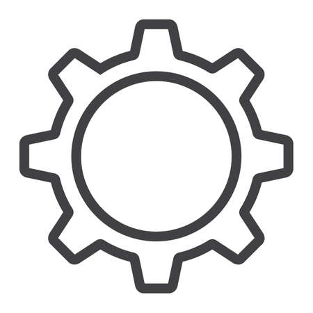 Settings line icon, web and mobile, cog sign vector graphics, a linear pattern on a white background, eps 10.のイラスト素材
