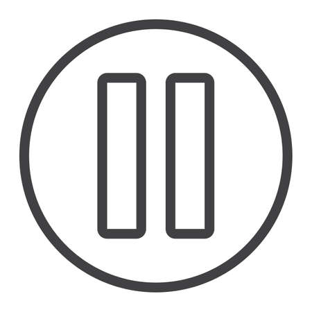 Pause line icon, web and mobile, stop sign vector graphics, a linear pattern on a white background, eps 10.のイラスト素材