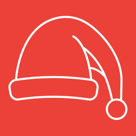 Santa hat line icon, New year and Christmas, xmas sign vector graphics, a linear pattern on a red background, eps 10.のイラスト素材