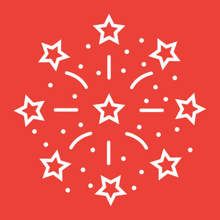 Fireworks line icon, New year and Christmas, xmas sign vector graphics, a linear pattern on a red background, eps 10.のイラスト素材