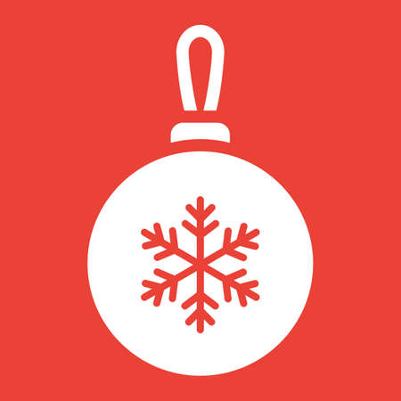 Christmas tree ball glyph icon, New year and Christmas, xmas sign vector graphics, a solid pattern on a red background, eps 10.のイラスト素材