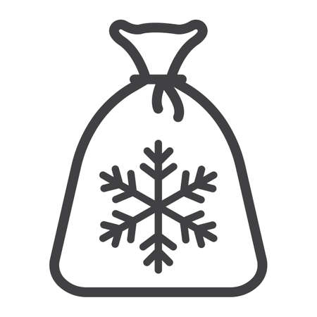 Santa bag line icon, New year and Christmas, gift sign vector graphicsのイラスト素材