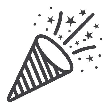 Confetti Popper line icon, New year and Christmas, xmas sign vector graphics, a linear pattern on a white background, eps 10.のイラスト素材