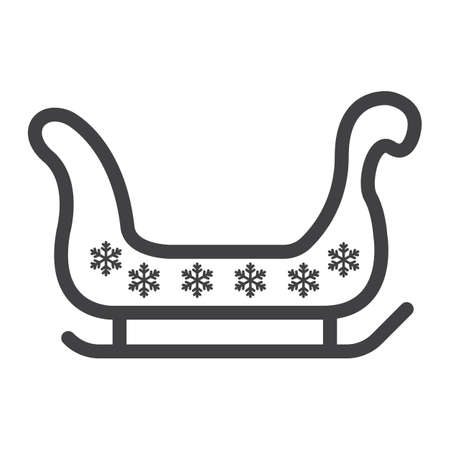 Santa sleigh line icon, New year and Christmas, xmas sled sign vector graphics, a linear pattern on a white background, eps 10.のイラスト素材