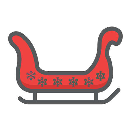 Santa sleigh filled outline icon, New year and Christmas, xmas sled sign vector graphicsのイラスト素材