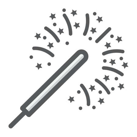 Sparkler filled outline icon, New year and Christmas, xmas sign vector graphics, a colorful line pattern on a white background, eps 10.のイラスト素材