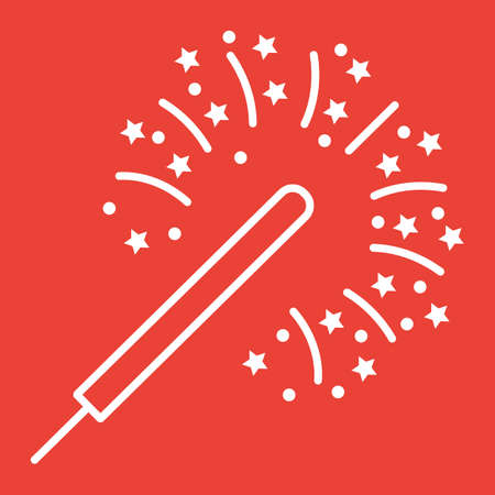 Sparkler line icon, New year and Christmas, xmas sign vector graphicsのイラスト素材