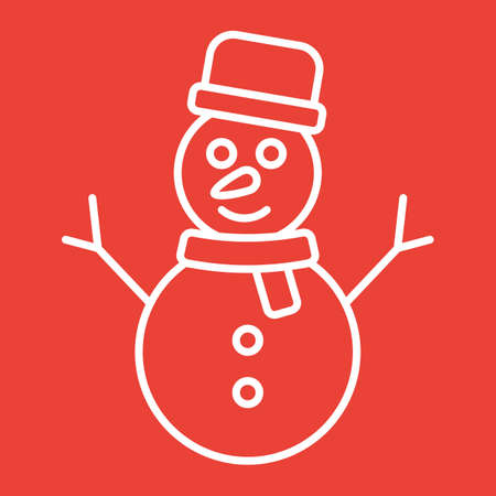 Snowman line icon, New year and Christmas, xmas sign vector graphics, a linear pattern on a red background, eps 10.のイラスト素材