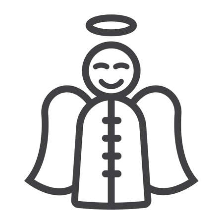 Angel line icon, New year and Christmas, xmas sign vector graphics, a linear pattern on a white background, eps 10.のイラスト素材