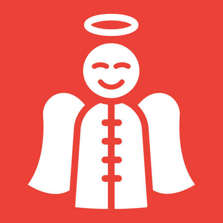 Angel glyph icon, New year and Christmas, xmas sign vector graphics, a solid pattern on a red background, eps 10.のイラスト素材