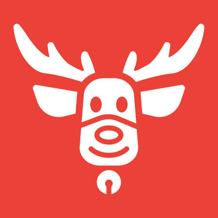Christmas deer glyph icon, New year and Christmas, xmas elk sign vector graphics, a solid pattern on a red backgroundのイラスト素材
