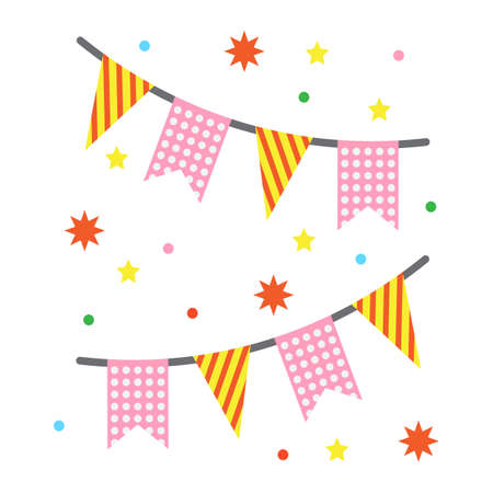 Holiday flags garlands flat icon, New year and Christmas, xmas sign vector graphics, a colorful solid pattern on a white background, eps 10.のイラスト素材