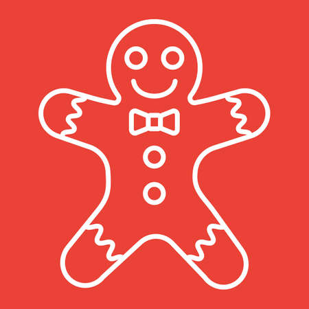 Gingerbread man line icon, New year and Christmas, xmas sweet sign vector graphics