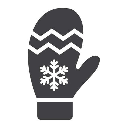 Mitten glyph icon, New year and Christmas, sign vector graphics, a solid pattern on a white backgroundのイラスト素材
